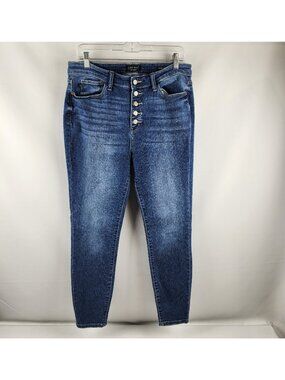 Judy Blue Jeans Womens 15/32 Blue Penelope High Rise Button Fly Skinny (32x27)